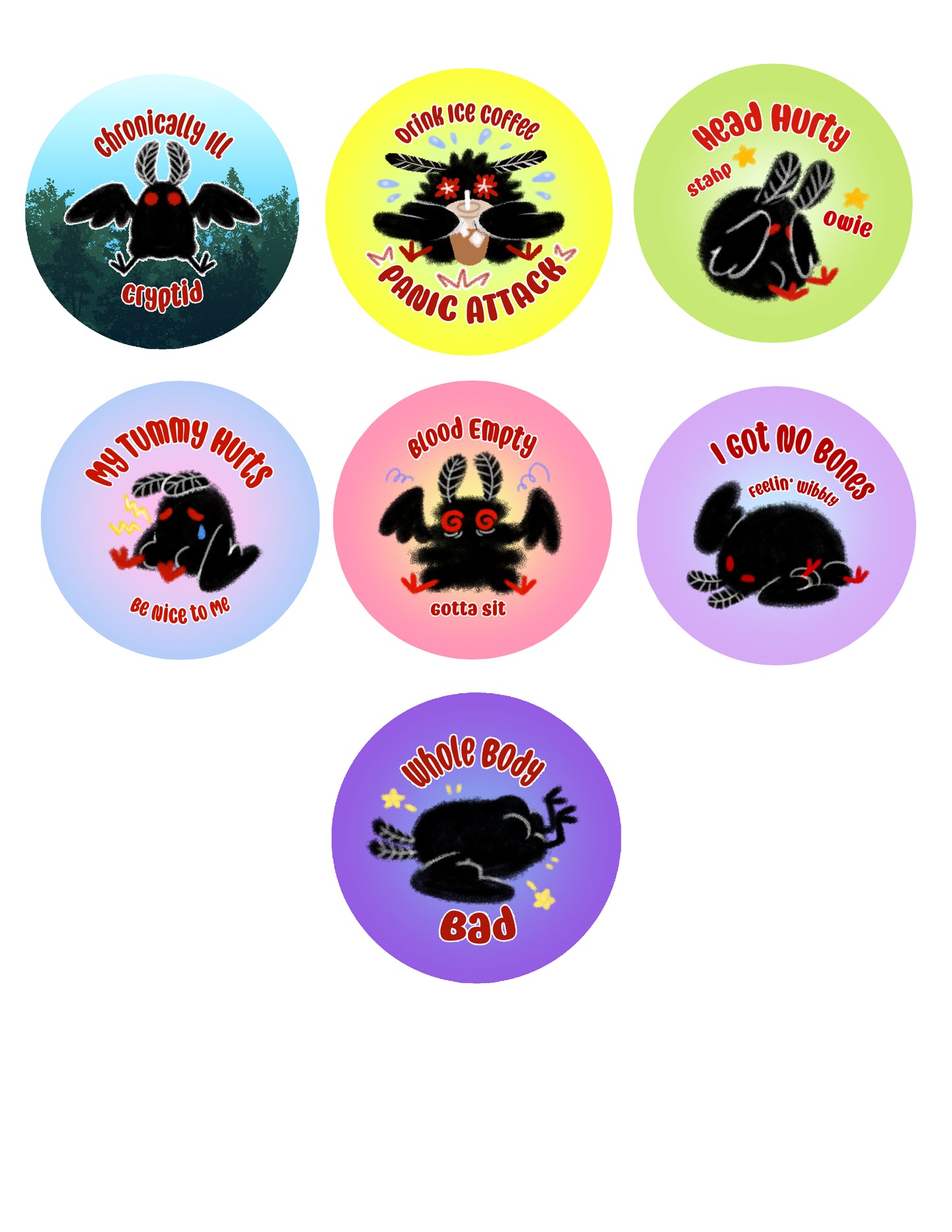 Chronic Illness Mothman Buttons